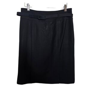 Talbots Petite Womens Black Knee Length Skirt With Belt Career Size 10